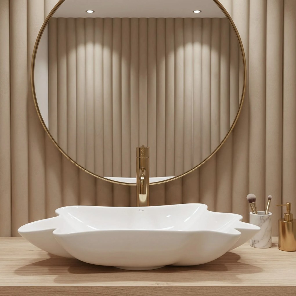 Rea Infinity, umývadlo na dosku + odtoková zátka Click-Clack, biela lesklá, REA-U3607