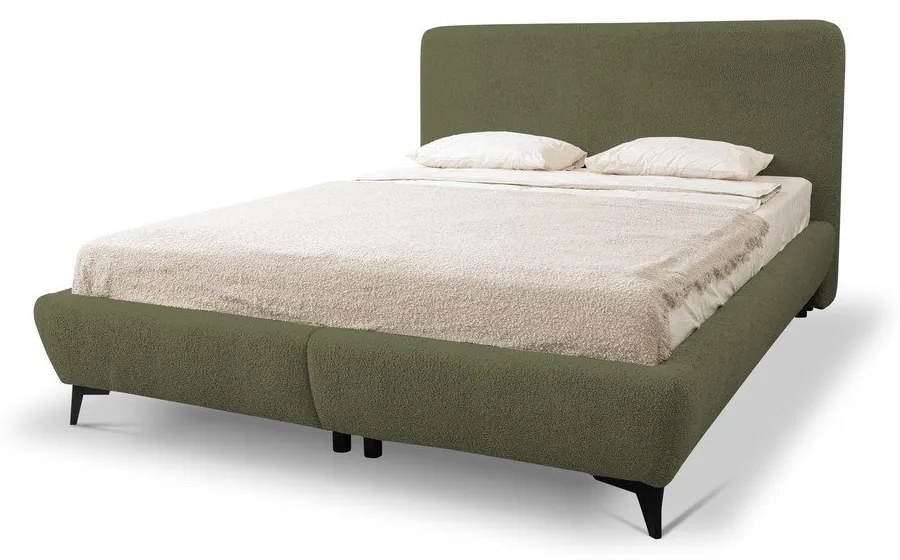 Zelená čalúnená dvojlôžková posteľ s úložným priestorom s roštom 140x200 cm Makapu – Makamii