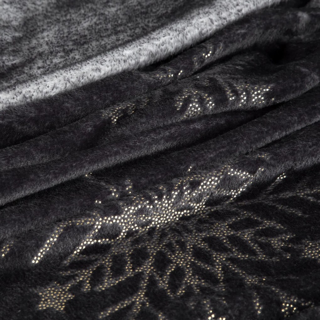 VIANOČNÁ FLANELOVÁ DEKA SNOW GOLD 150X200 CM VZOROVANÁ