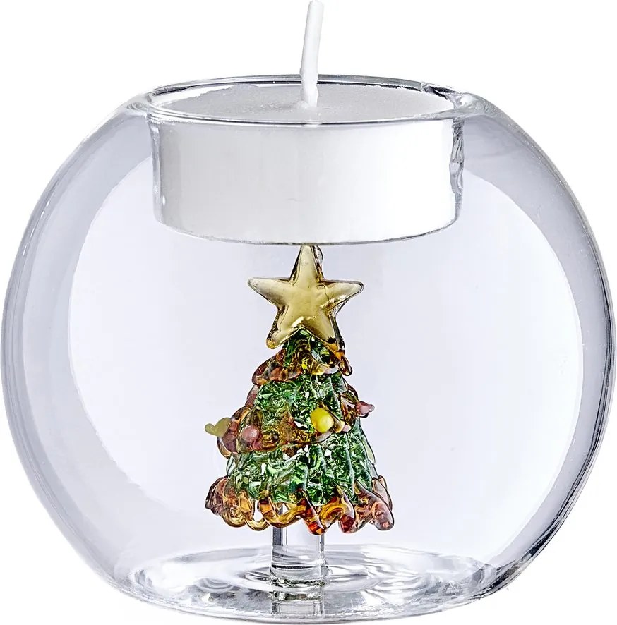 MERRY & BRIGHT Svietnik na čajovú sviečku stromček 8 cm