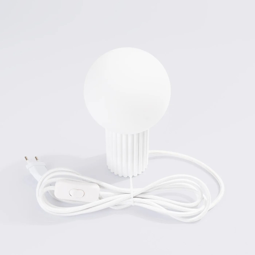 Stolná lampa Halo, 1x biele sklenené tienidlo, w