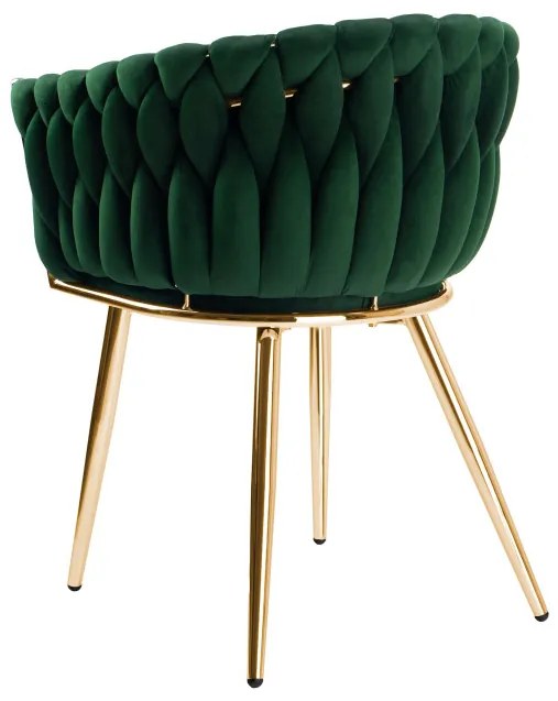 Jedálenská stolička COFTON zamatová, zlatá / tmavozelená