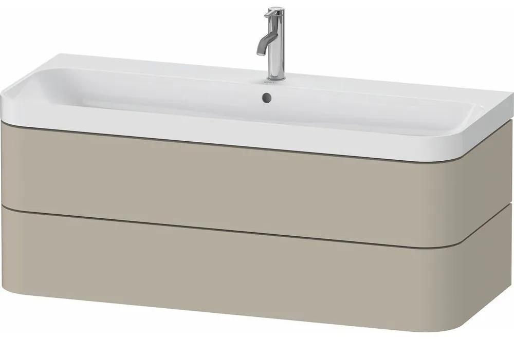 DURAVIT Happy D.2 Plus c-shaped závesná skrinka s nábytkovým umývadlom s otvorom, 2 zásuvky, 1175 x 490 x 480 mm, taupe matná lakovaná, HP4349O60600000
