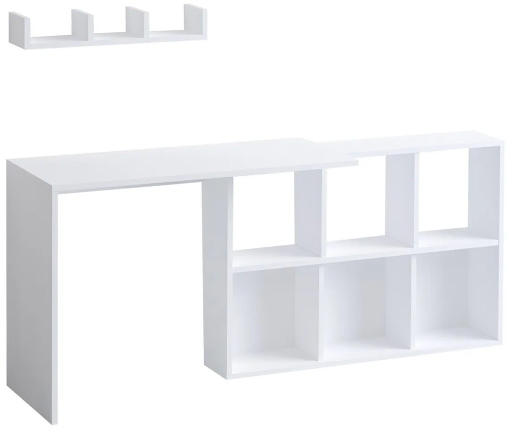 Písací stôl Jack s vstavanou policou dub biely