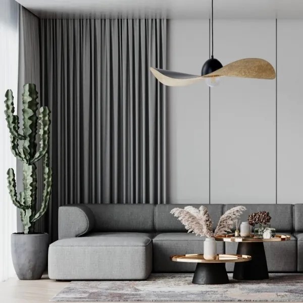 Luster na lanku KAPELLO 1xE27/60W/230V pr. 76 cm čierna/zlatá