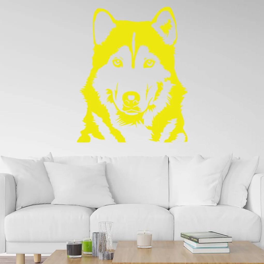 Veselá Stena Samolepka Husky Farba: červená, Veľkosť: 100 x 81 cm