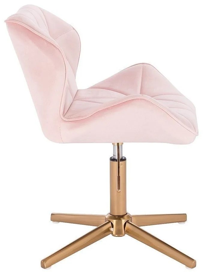 LuxuryForm DESIGN Stolička MILANO VELUR na zlatom kríži - svetlo ružová
