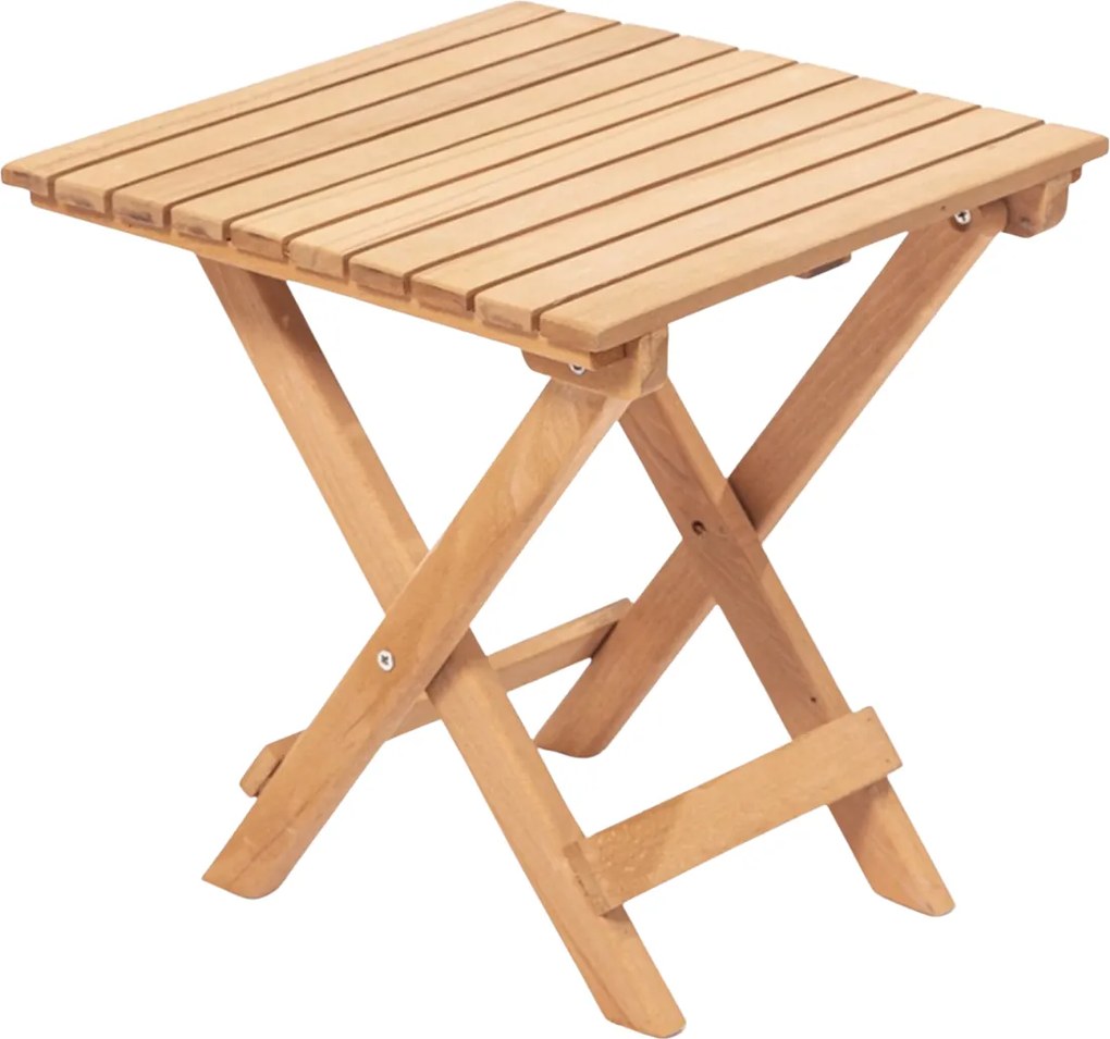 Skládací zahradní odkládací stolek Leslie 40 cm z masivu hnědý