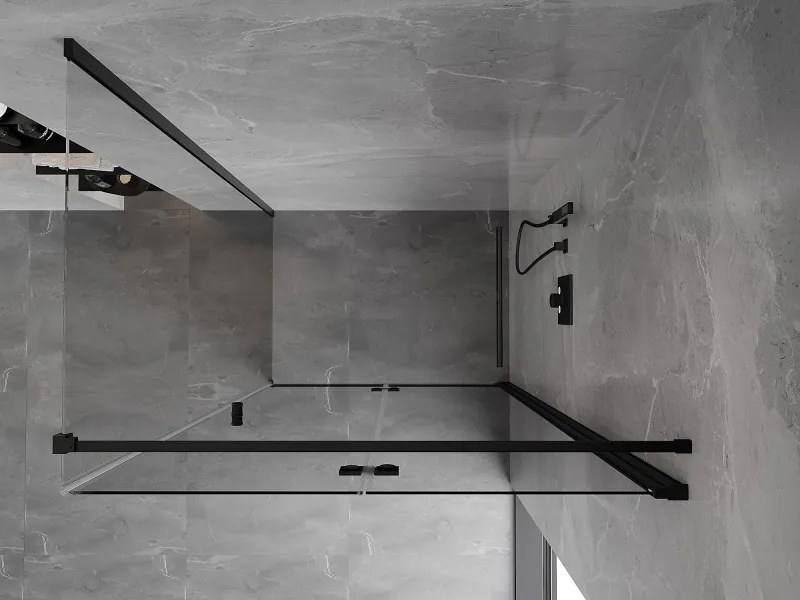 Mexen Mist-F T, 1-krídlový skladací sprchový kút pravý 105 x 95 cm, číre sklo, čierny profil, 8A6T-105-095-70-00-P