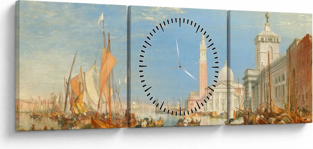 Obraz - Joseph Mallord William Turner, Venice the Dogana and San Giorgio Maggiore, reprodukcia (s hodinami) (90x30 cm)