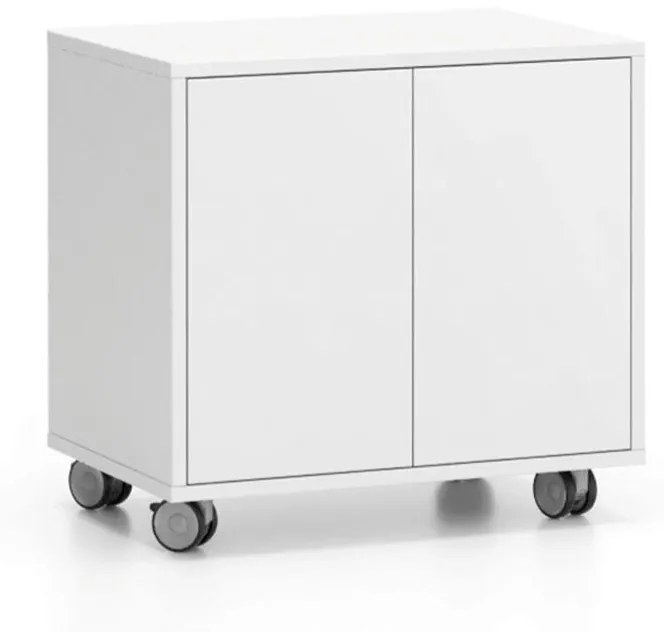 Pojazdná skrinka na kolieskach s dverami LAYERS, krátka, 600 x 400 x 575, biela