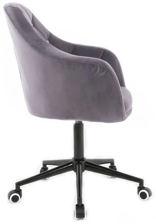 LuxuryForm DESIGN Kreslo ROMA VELUR na čiernej podstave s kolieskami - tmavo šedá