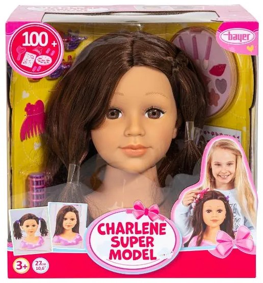 Bayer Design Hlava bábiky Charlene Super Model na česanie a líčenie (hnedá)  (100396275)