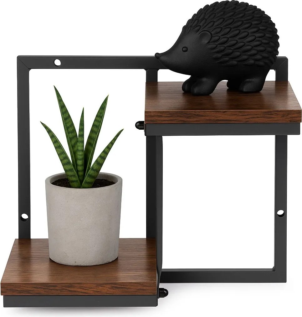 Nástěnný stojan na květiny MELODY 28x33 cm hnědý/černý