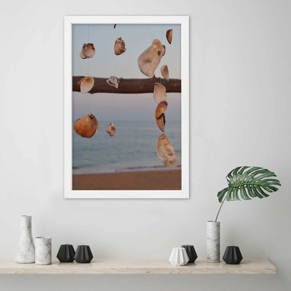 Gario Plagát Pláž a dekoratívne mušle Farba rámu: Bez rámu, Rozmery: 40 x 60 cm