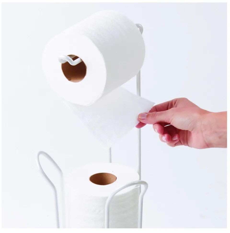 Biely kovový držiak na toaletný papier iDesign Classico, výška 60 cm