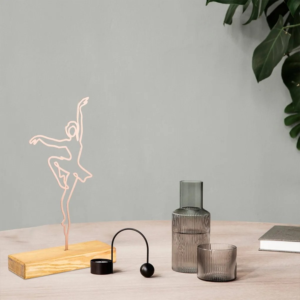 Kovová dekorácia balerína 40 cm medená