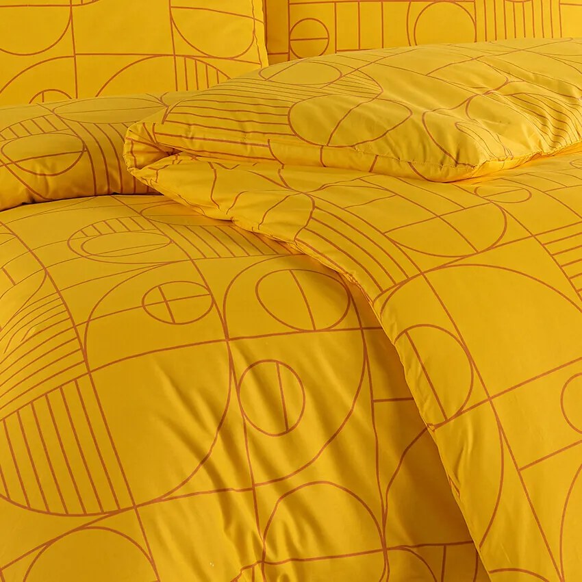 BedTex Bavlnené obliečky Geo Ray Flower, 140 x 220 cm, 70 x 90 cm, 140 x 220 cm, 70 x 90 cm