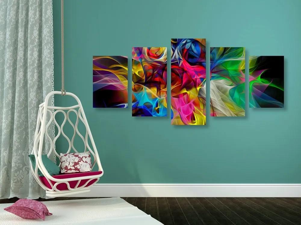 5-dielny obraz abstraktný farebný chaos - 200x100