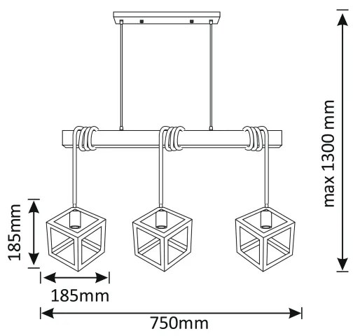Luster na lanku SWEDEN 3xE27/20W/230V