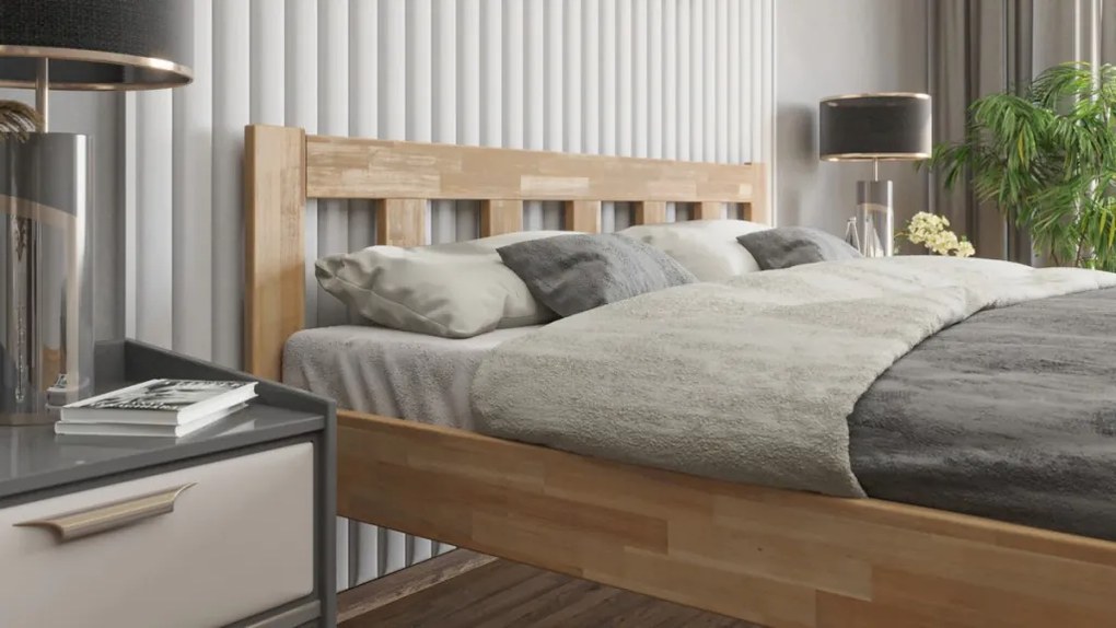 Manželská posteľ Tema 180x200 cm, prírodný buk