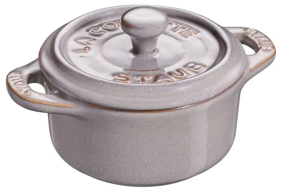 Staub Cocotte Mini keramický plech na pečenie 10 cm/0,2 l, starožitná sivá, 40511-998