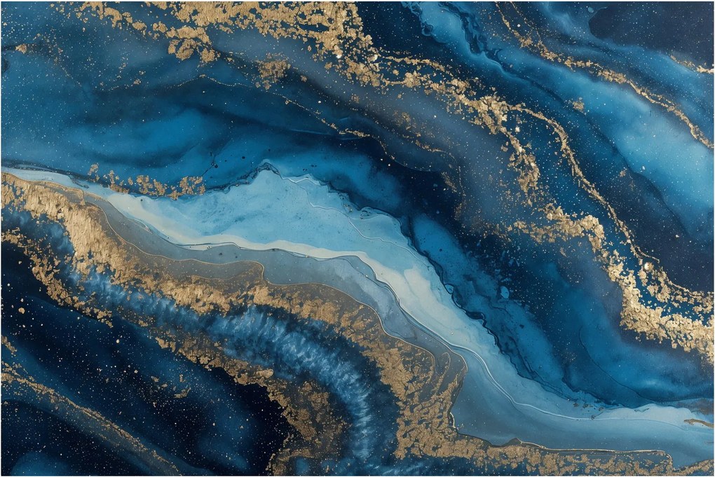 Obraz - Modrá mramorová abstrakcia (90x60 cm)