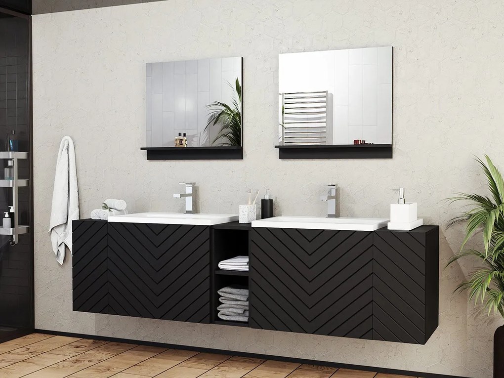 Kúpeľnová zostava Najrip III, Sifón: bez sifónu, Farby: čierna