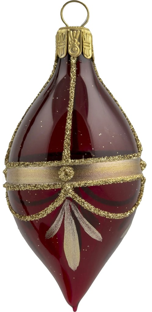 Bella Rose Sklenená vianočná ozdoba Oliva Burgundy Lesk