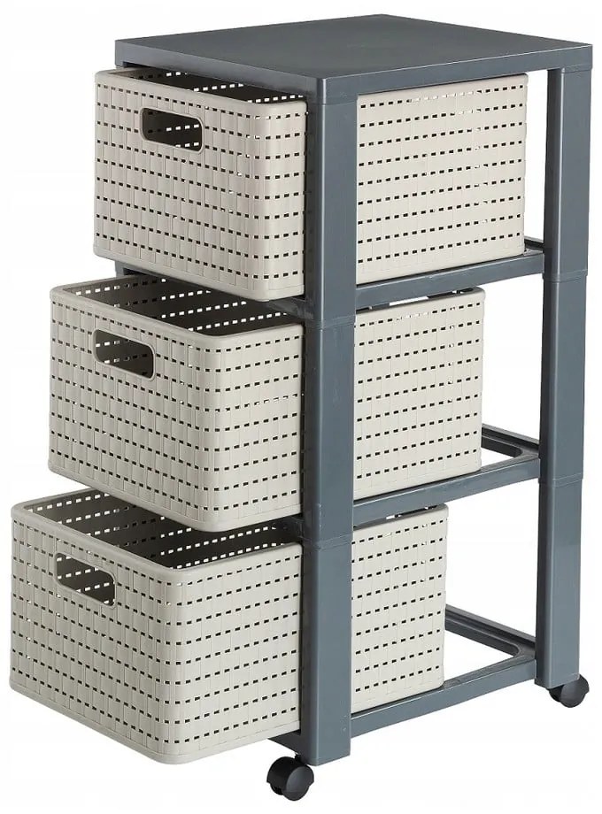 Sivý plastový kúpeľňový regál 32,5 x71 cm Country – Rotho