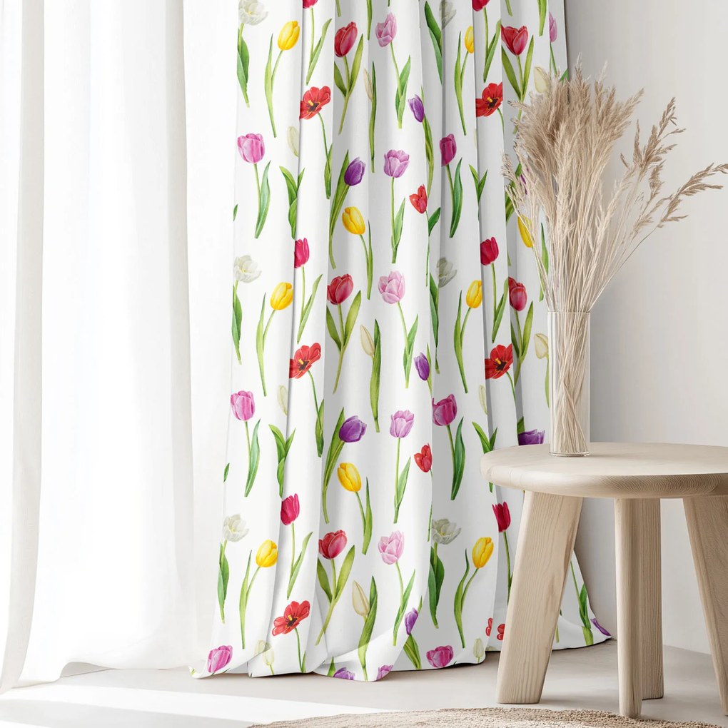 Goldea dekoračný záves - farebné tulipány 240x150 cm