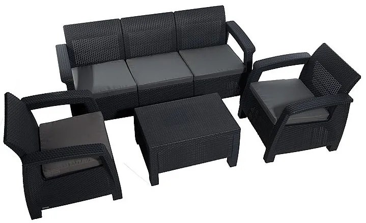 Deokork Záhradná ratanová pohovka CORFU LOVE SEAT MAX (antracit)