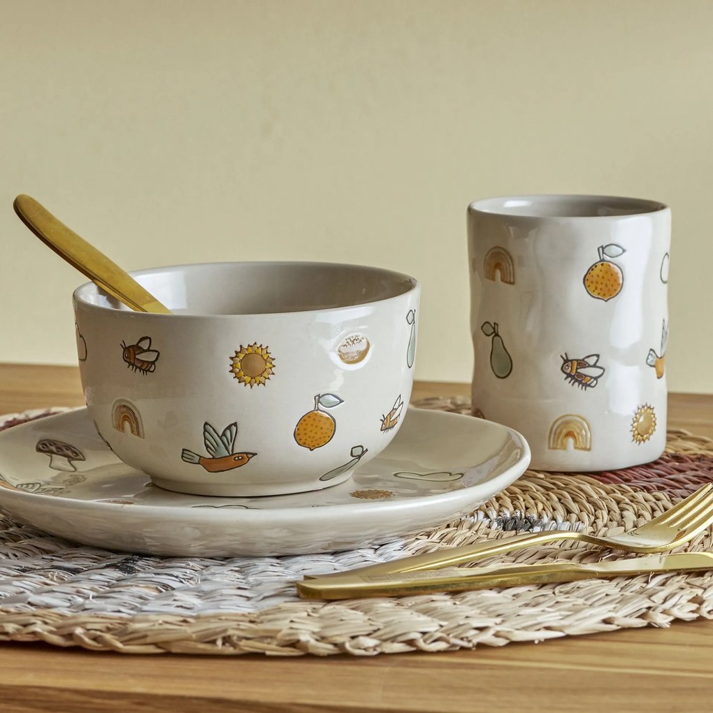 Bloomingville Keramický jedálenský set Agnes White – 3 ks