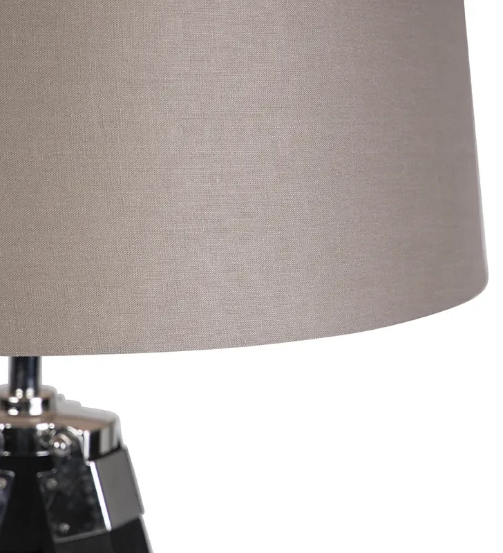 Stojaca lampa trojnožka čierna s tienidlom 45 cm ľanové taupe
