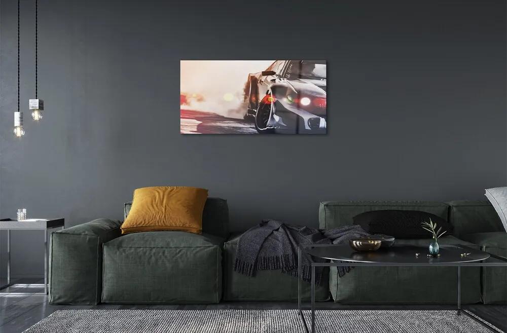 Obraz na skle Čierne auto light 100x50 cm