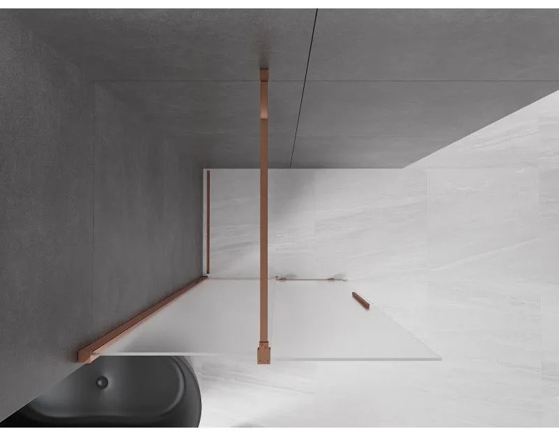 Mexen Velar, sprchová zástena s posuvnými dverami Walk-in 80 x 200 cm, 8mm sklo námraza, ružové zlato, 871-080-000-33-60