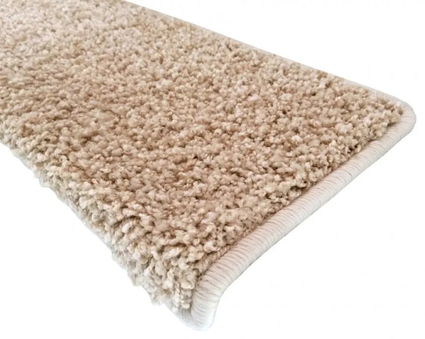 Vopi koberce Nášľapy na schody Color shaggy béžový obdĺžnik, samolepiaci - 24x65 obdĺžnik (rozmer vrátane ohybu)