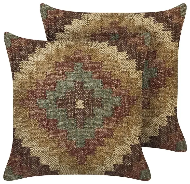 Sada 2 jutových dekoratívnych vankúšov 45 x 45 cm viacfarebná MAGURI Beliani