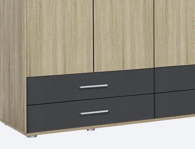 Šatníková skriňa Rasant Extra, 168 cm, dub sonoma/šedá