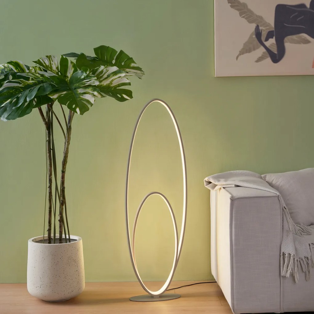 Dizajnová stojaca lampa béžová vrátane LED 3-stupňovo stmievateľná - Boomerang