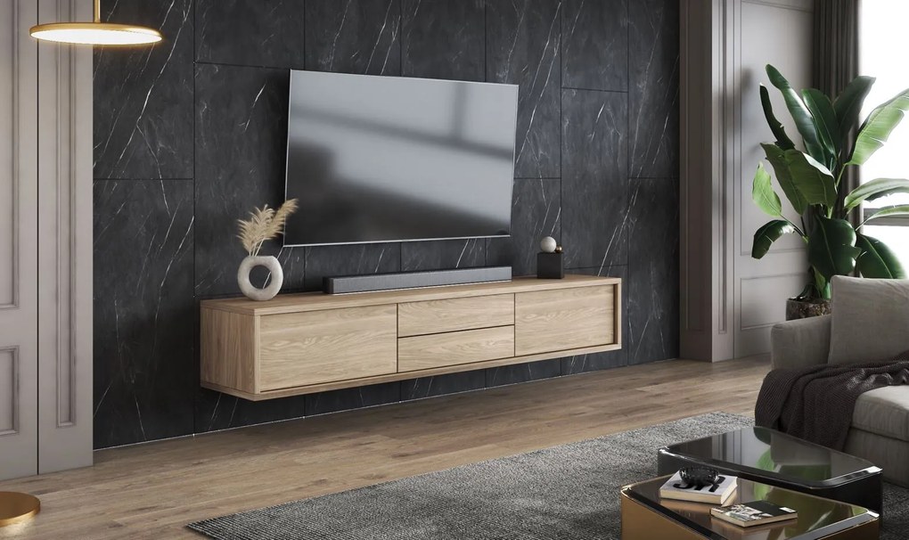 Závesný TV stolík so šuplíkmi IRVING 2 - dub olejovaný