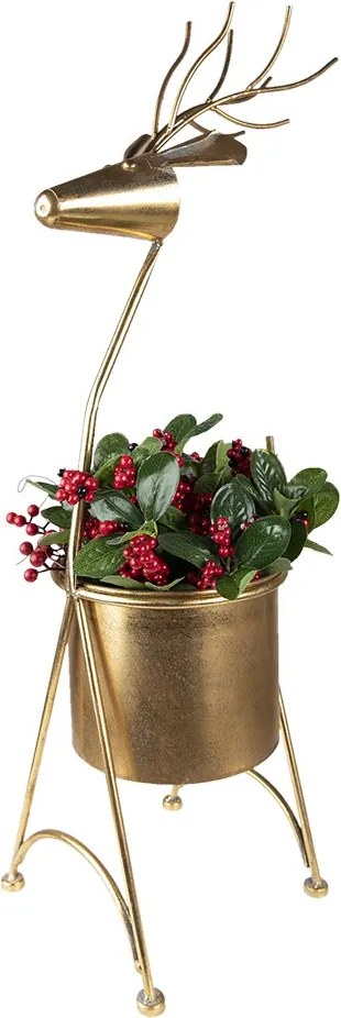 Zlatý antik dekoračný kvetináč v tvare jeleňa - 29*22*78 cm