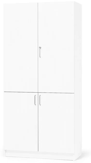 Drevená úložná skriňa THEO, 4 dvere, 1000x320x2100 mm, biela