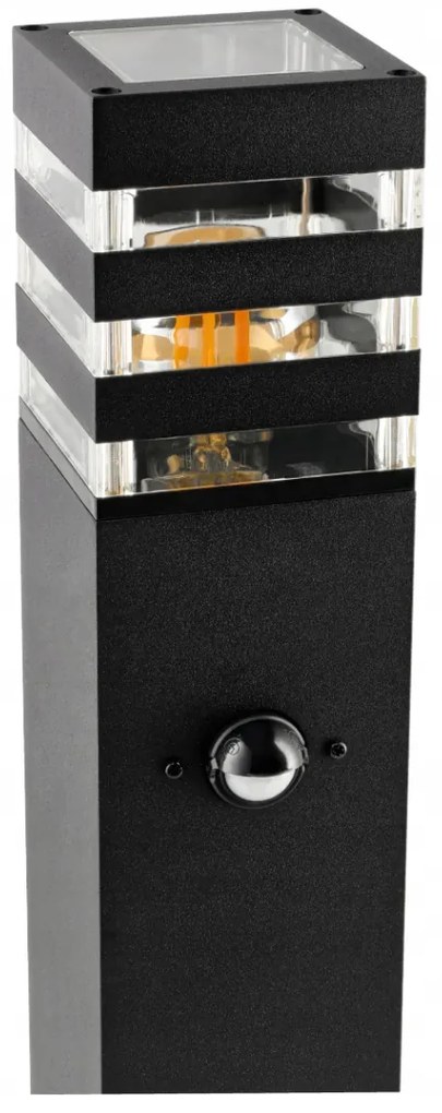 BERGE Záhradná lampa Malibu - ME0021 - E27 - 60 cm - čierna - pohybové čidlo