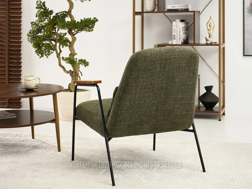 Kreslo Elba (zelená + orech). Akcia -20%. Vlastná spoľahlivá doprava až k Vám domov. 1110002