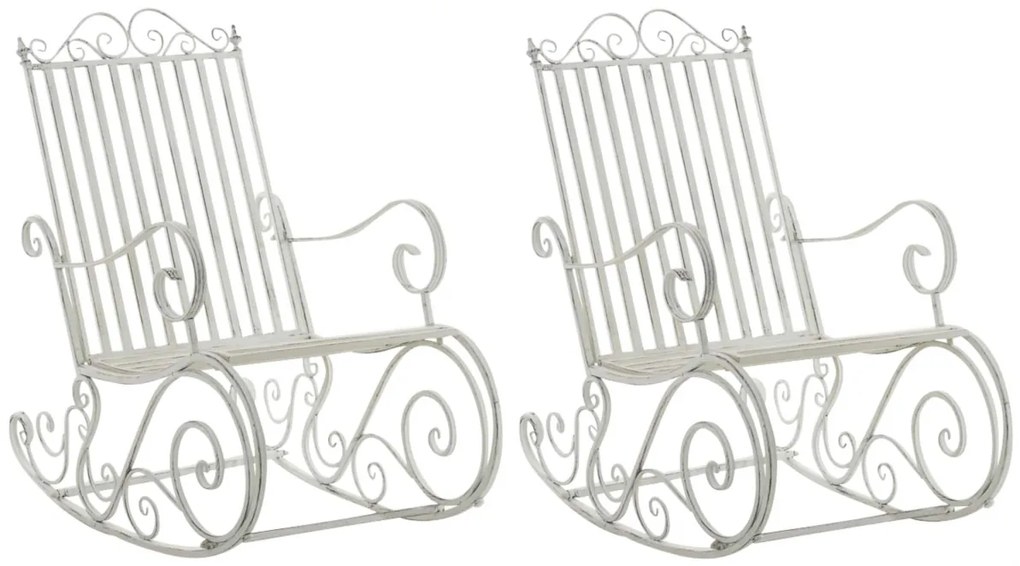 Kovové hojdacie kreslo Smile (SET 2 ks) - Biela antik