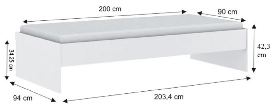 Jednolôžková posteľ 90 cm Trinny (biela). Vlastná spoľahlivá doprava až k Vám domov. 1015399