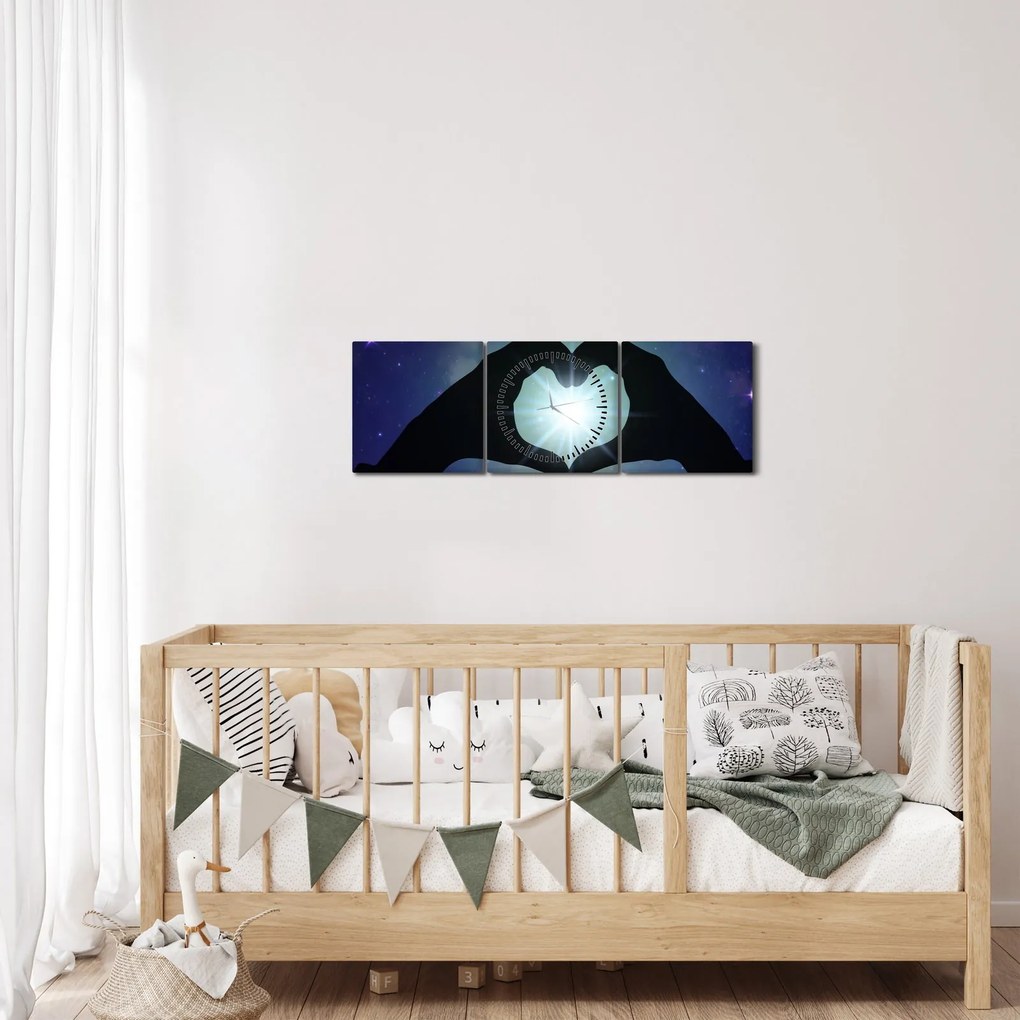 Obraz - Symbolická láska (s hodinami) (90x30 cm)