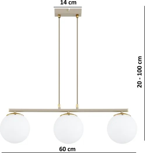 Brilagi - Závesný luster na lanku MILO ECRU 3xE27/60W/230V béžová/zlatá