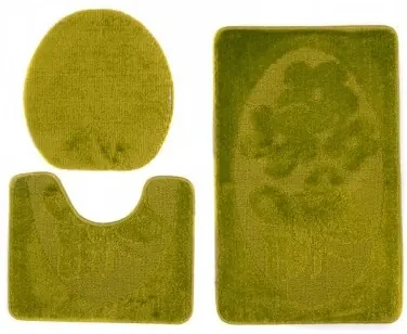 Sada kúpeľňových koberčekov MONO 1125 zelený 4605 3PC Motýľ